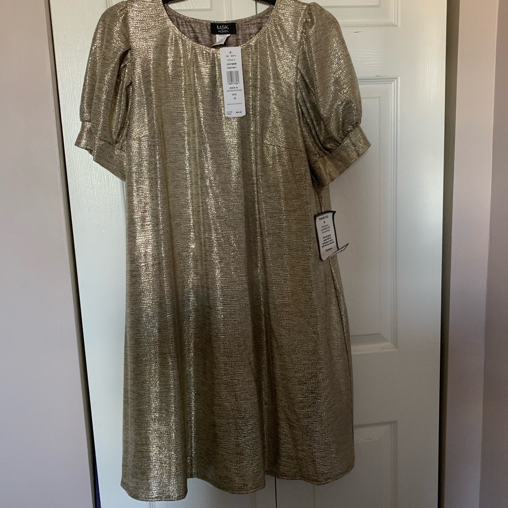 NWT MSK Plus Size Gold Dress